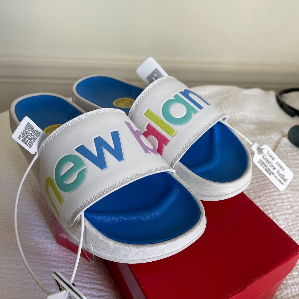 New Balance rainbow slides